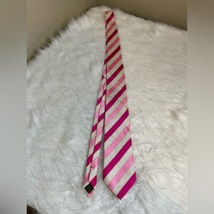 Trump Pink and White Striped Tie